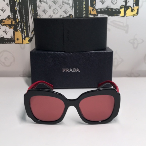 New Authentic Prada Black & Red Sunglasses – Modern Luxury Design PR16Y - Picture 5 of 14